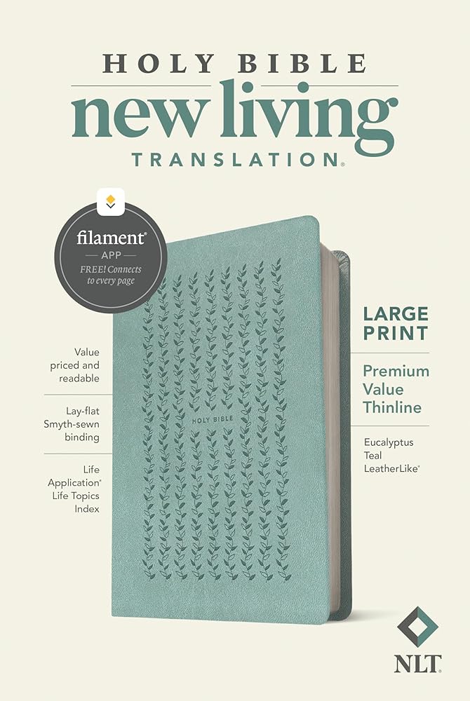 NLT Large Print Premium Value Thinline Bible, Filament Enabled (LeatherLike, Eucalyptus Teal) cover image