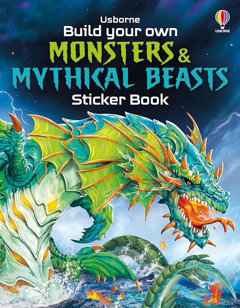 Usborne Build Your Own Monsters and Mythical Beasts Sticker Book. cover image