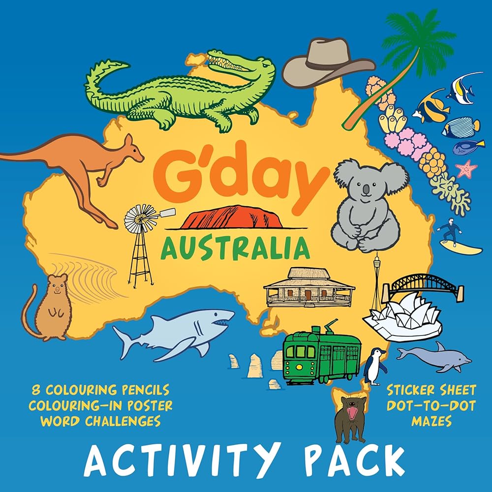 G Day Fun in Australia Activity Pack: Pencils, Stickers, Postcard, Colouring in poster, Puzzles & Games cover image