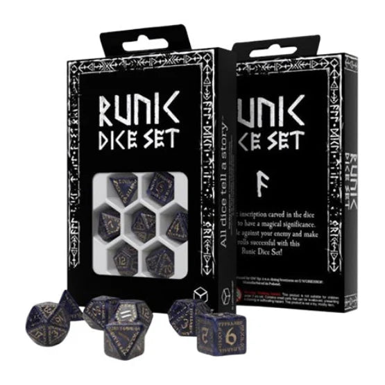 Runic Mixed Blue Gold - Dice Set 7