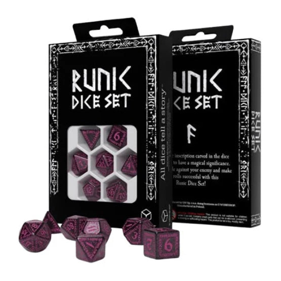 Runic Shimmering Black w/ Magenta - Dice Set 7