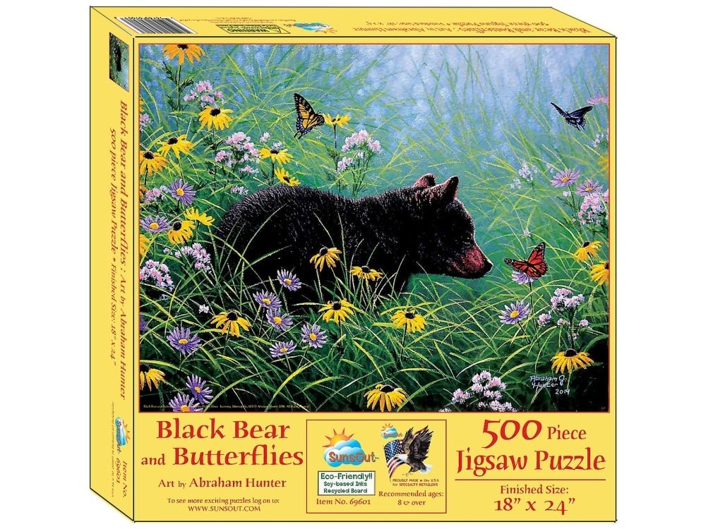 Black Bear And Butterflies Puzzle - 796780696013 - The Little Lost Bookshop - The Little Lost Bookshop