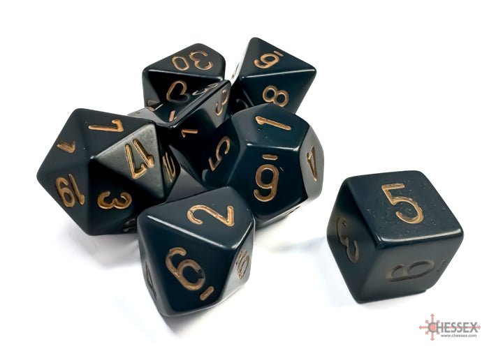 Chessex D7 - Die Set Black/Gold Polyhedral - 601982021382 - Dice - Chessex - The Little Lost Bookshop
