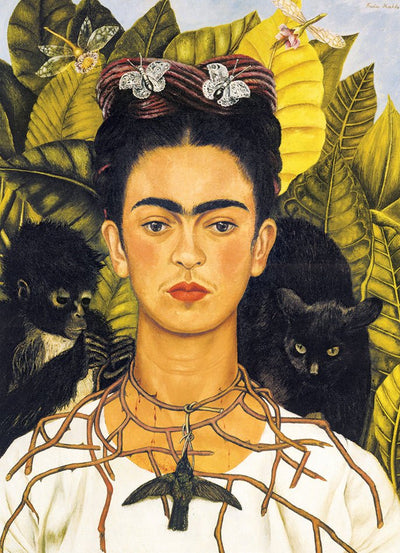 Kahlo: Self Portrait with Thorn Necklace and Hummingbird (1000pc) - 628136608022 - Jedko Games - The Little Lost Bookshop