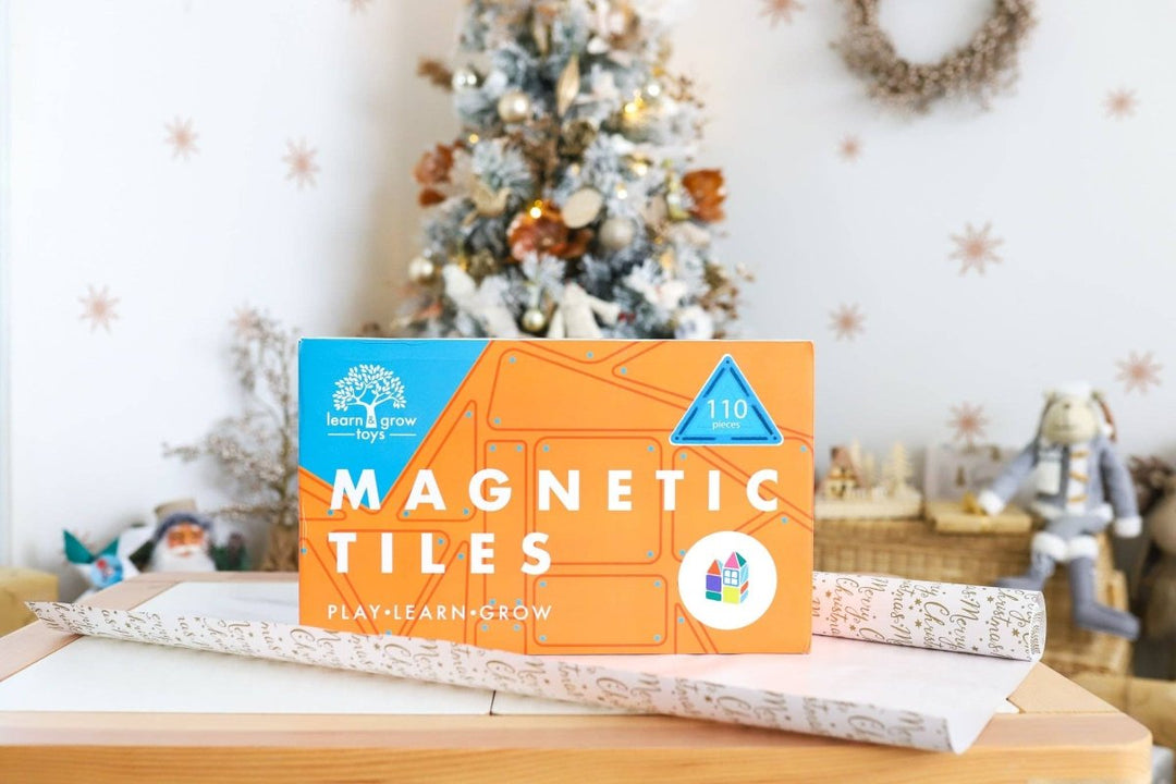 Learn & Grow Magnetic Tiles - 110 piece set - New Design - Learn and Grow Toys - The Little Lost Bookshop