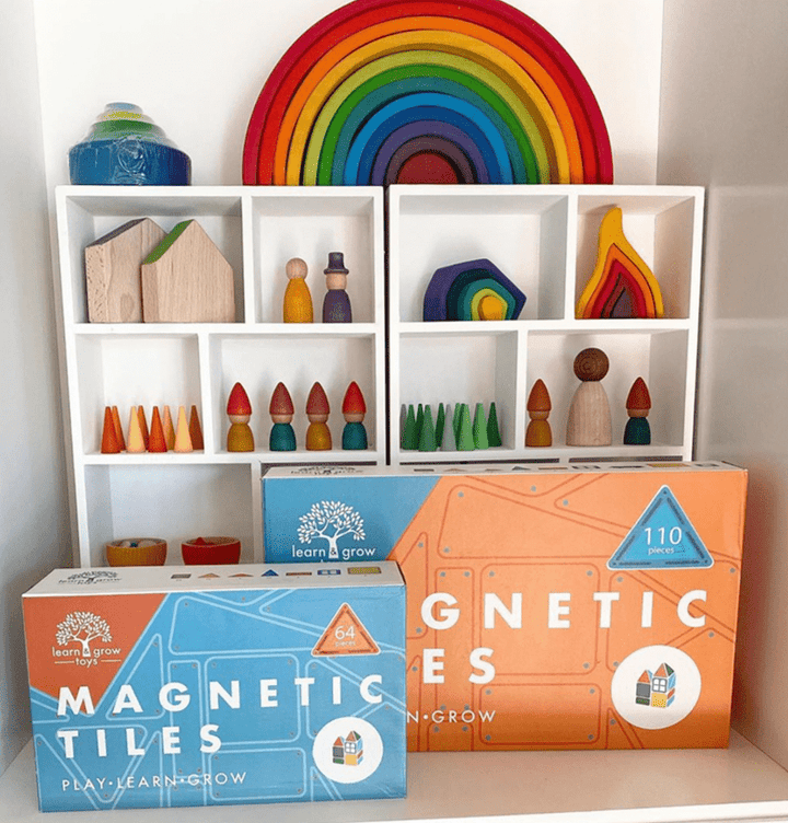 Learn & Grow Magnetic Tiles - 64 piece set - New Design - MT - 64PC - S - Learn and Grow Toys - The Little Lost Bookshop