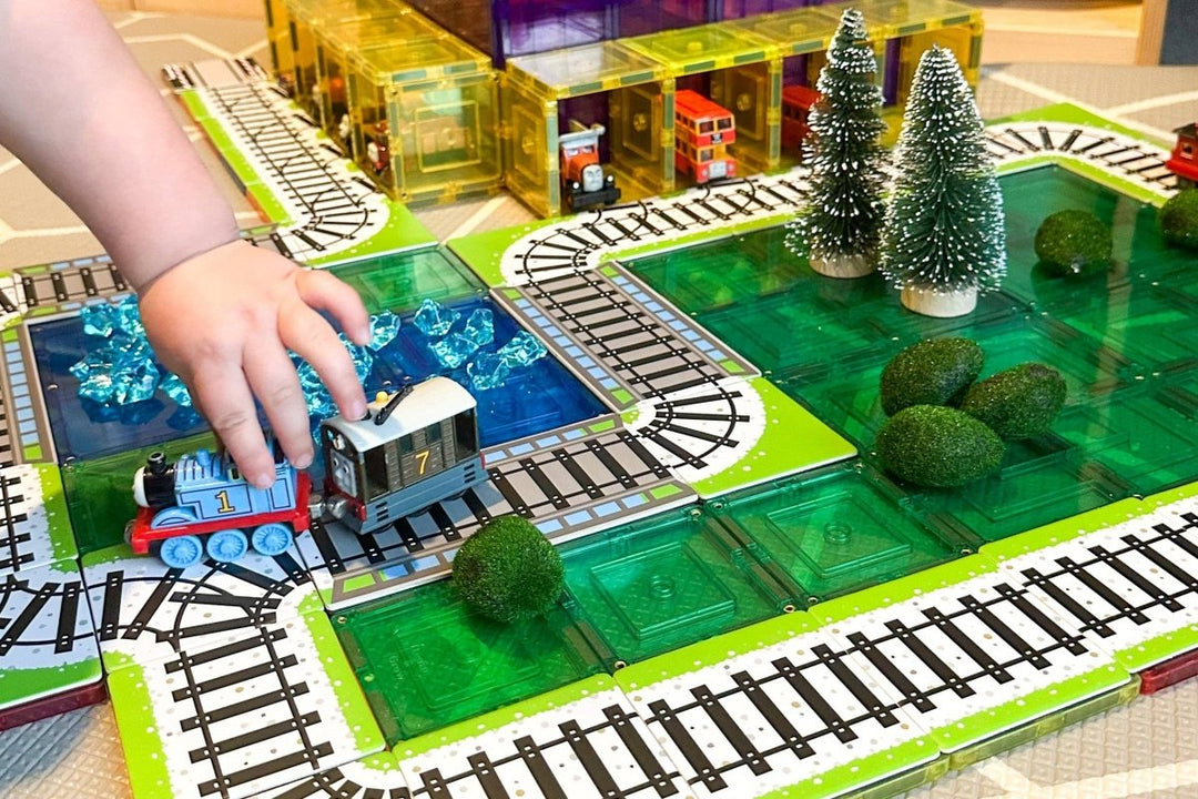 Learn & Grow Toys - Magnetic Tile Topper - Train Pack (36 Pi - MTT - 36PC - TRAIN - Learn and Grow Toys - The Little Lost Bookshop