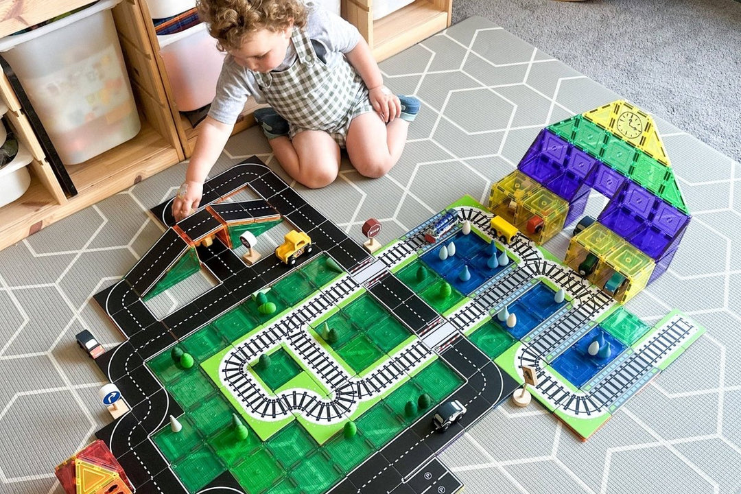 Learn & Grow Toys - Magnetic Tile Topper - Train Pack (36 Pi - MTT - 36PC - TRAIN - Learn and Grow Toys - The Little Lost Bookshop