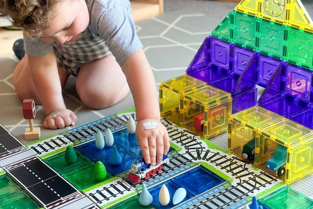 Learn & Grow Toys - Magnetic Tile Topper - Train Pack (36 Pi - MTT - 36PC - TRAIN - Learn and Grow Toys - The Little Lost Bookshop