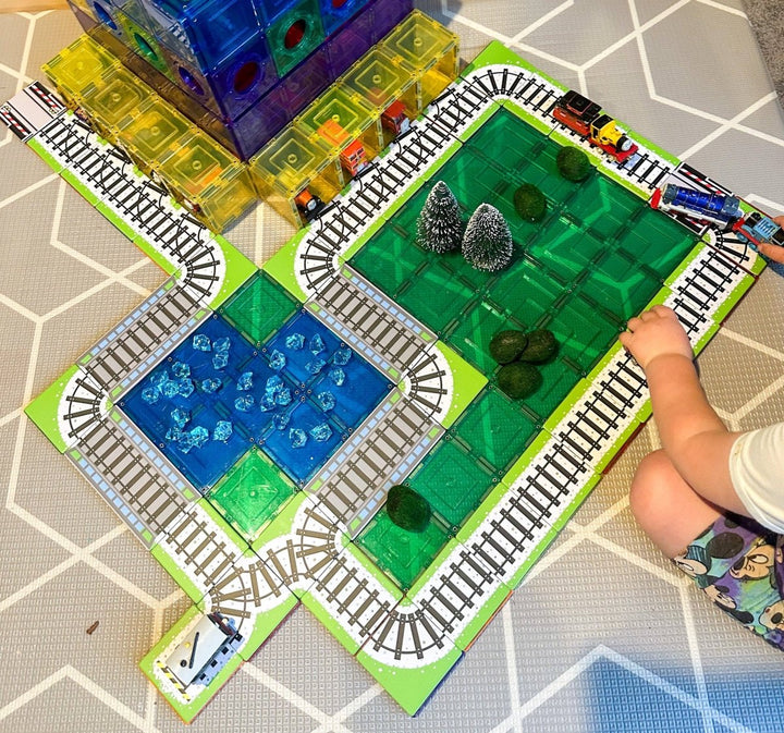 Learn & Grow Toys - Magnetic Tile Topper - Train Pack (36 Pi - MTT - 36PC - TRAIN - Learn and Grow Toys - The Little Lost Bookshop