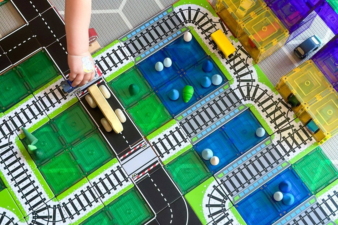 Learn & Grow Toys - Magnetic Tile Topper - Train Pack (36 Pi - MTT - 36PC - TRAIN - Learn and Grow Toys - The Little Lost Bookshop