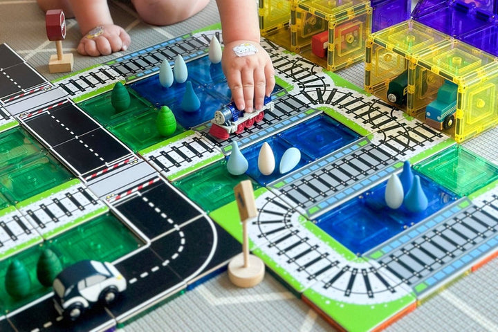Learn & Grow Toys - Magnetic Tile Topper - Train Pack (36 Pi - MTT - 36PC - TRAIN - Learn and Grow Toys - The Little Lost Bookshop