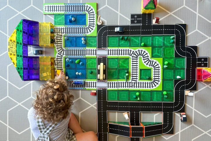 Learn & Grow Toys - Magnetic Tile Topper - Train Pack (36 Pi - MTT - 36PC - TRAIN - Learn and Grow Toys - The Little Lost Bookshop