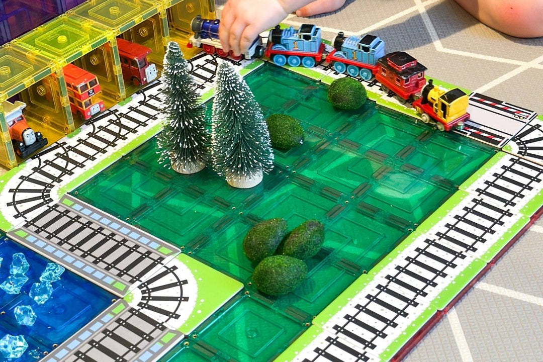 Learn & Grow Toys - Magnetic Tile Topper - Train Pack (36 Pi - MTT - 36PC - TRAIN - Learn and Grow Toys - The Little Lost Bookshop