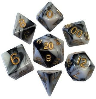 MDG Acrylic Dice Set Marble - Gold Numbers - 852678889155 - Dice - Metallic Dice Games - The Little Lost Bookshop