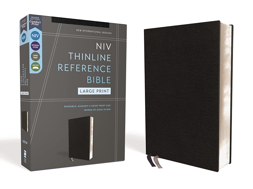 NIV, Thinline Reference Bible (Deep Study at a Portable Size), Large Print, Bonded Leather, Black, Red Letter, Comfort Print - 9780310462644 - Zondervan - Zondervan - The Little Lost Bookshop