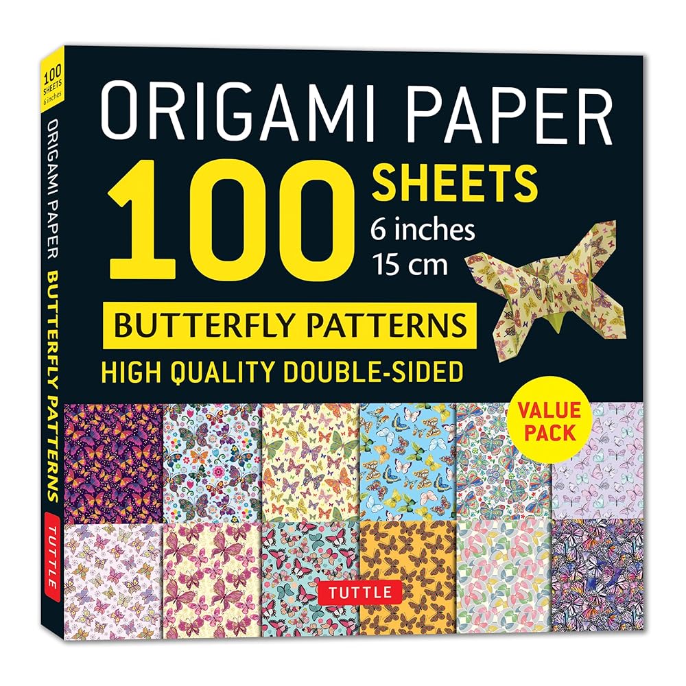 Origami Paper 100 Sheets Butterfly Patterns 6" (15 cm): Double - Sided Origami Sheets Printed with 12 Different Patterns (Instructions for Projects Included) - 9780804857505 - Tuttle Studio - Tuttle Publishing - The Little Lost Bookshop