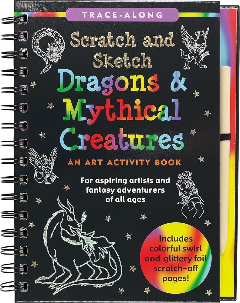 Scratch & Sketch Dragons & Mythical Creatures (Trace Along) - 9781441333568 - Claudine Gandolfi - Peter Pauper Press - The Little Lost Bookshop