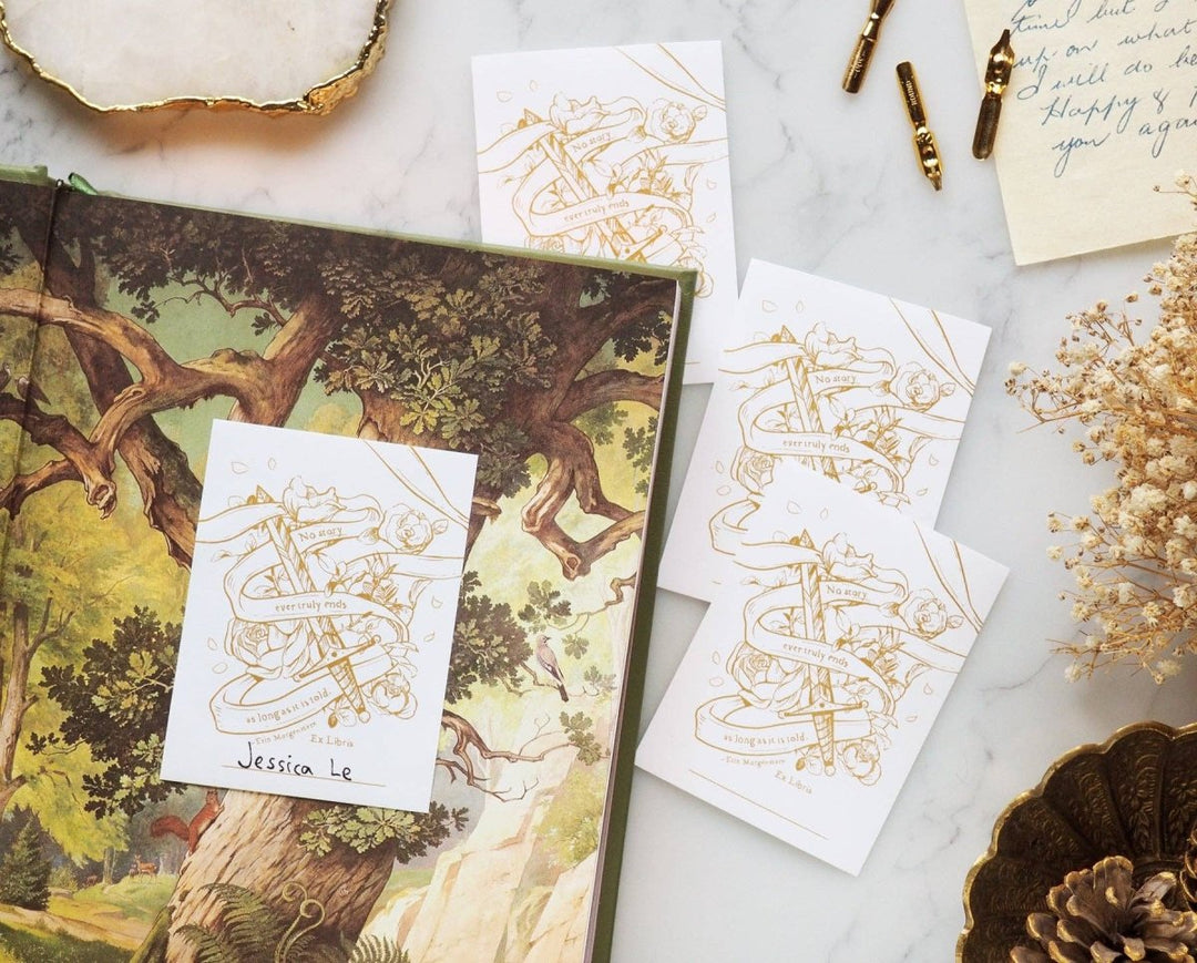 Shadowsteel Bookplates - 10 pack - 739601495983 - Bookplate - Fleur & Fable - The Little Lost Bookshop