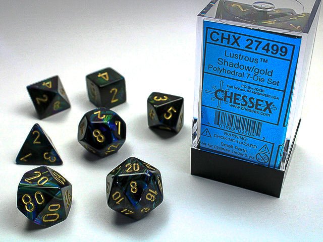 Lustrous Shadow/Gold Dice Set - 601982025045 - Board Games - The Little Lost Bookshop
