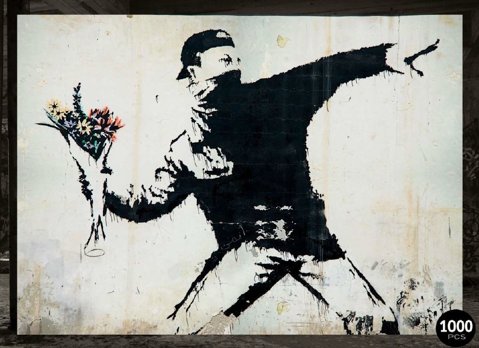 Puzzle: Banksy – Flower Thrower (1000 Pieces) - 714832101001 - Jigsaw Puzzle - Banksy - The Little Lost Bookshop