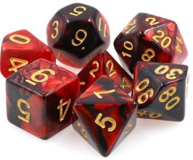 Tmg Dice Black/Red Fusion (Set Of 7) - 9781947941823 - Dice - TMG - The Little Lost Bookshop